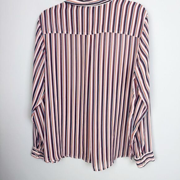 WILD FABLE | Vertical Stripe Semi Sheer Long Sleeve Button Top Women’s Size XXL - Picture 10 of 11